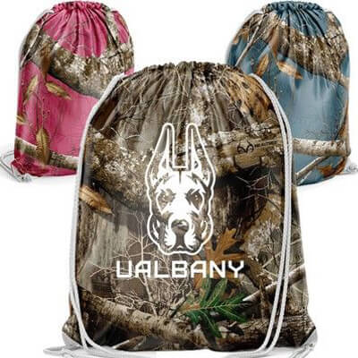 Woven Oxford Hunting Camo Drawstring Backpack, Cinch Sports Bag, 220 GSM
